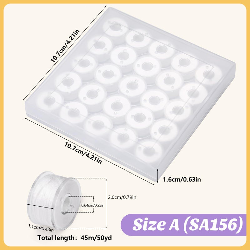 UzecPk 25pcs Thread for Sewing, Embroidery Bobbins, White Prewound Bobbins Size A SA156 Thread Sewing Machine Threads Kit for Embroidery and Sewing Machines DIY 50yds/Spool - Image 2
